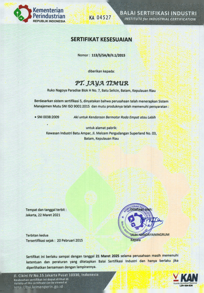Ber-SNI sertifikat SNI